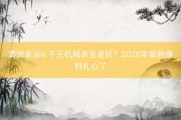 澳洲幸运8 千元机械表全是坑？2026年最新爆料扎心了